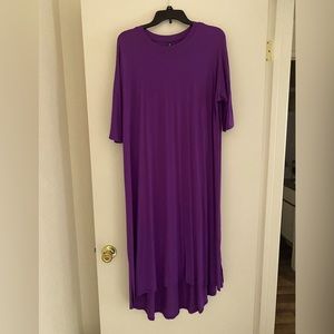 Cotton purple dress. A little bit of a high low on the bottom.